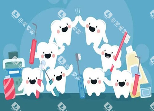 牙齿日常维护卡通宣传图