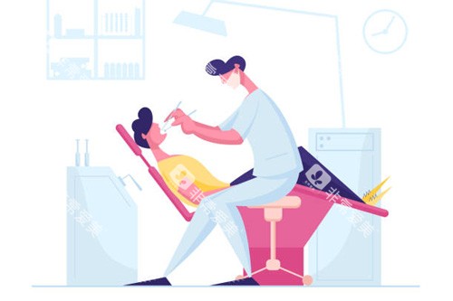 医生牙齿检查卡通图