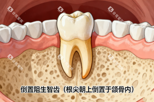倒置阻生智齿展示图 倒置阻生智齿展示图