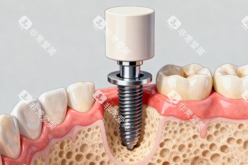 种植牙植入口腔卡通展示图