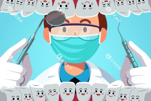 医生检查牙齿卡通图
