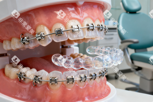 牙齿做矫正卡通展示图