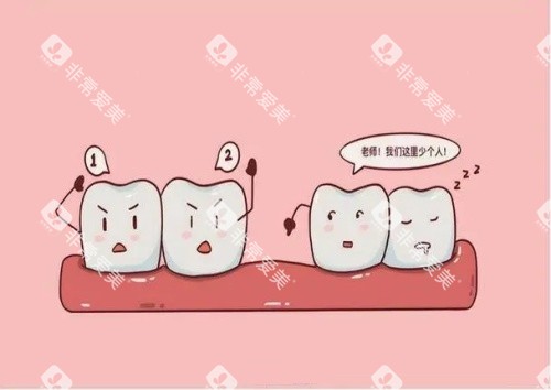 牙齿丢失漫画示意图