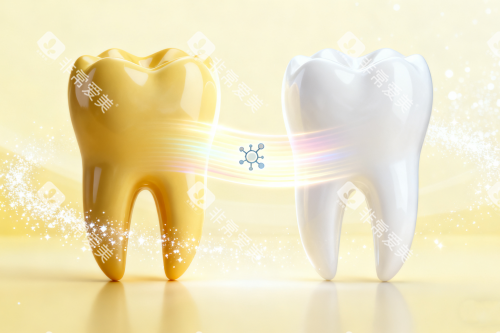 牙齿发黄美白卡通图