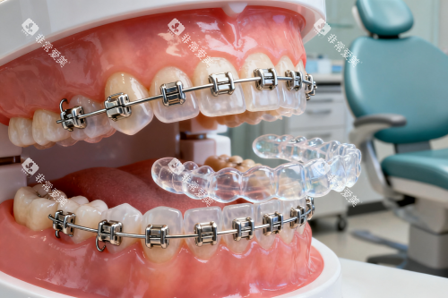 牙齿做矫正卡通展示图 牙齿做矫正卡通展示图