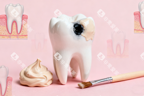 牙齿蛀牙修复卡通展示图