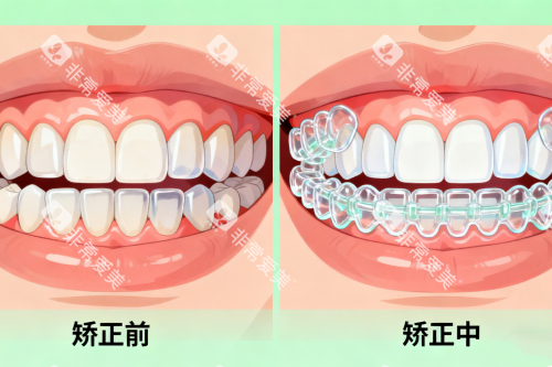 牙齿矫正后整齐牙齿展示图