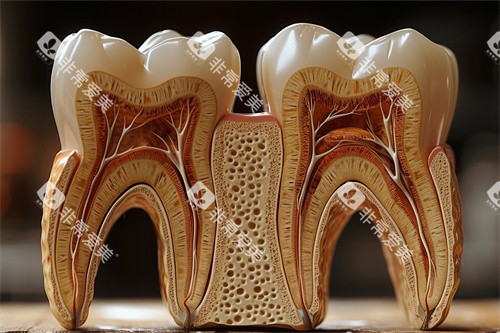 牙齿侧面解剖漫画示意图