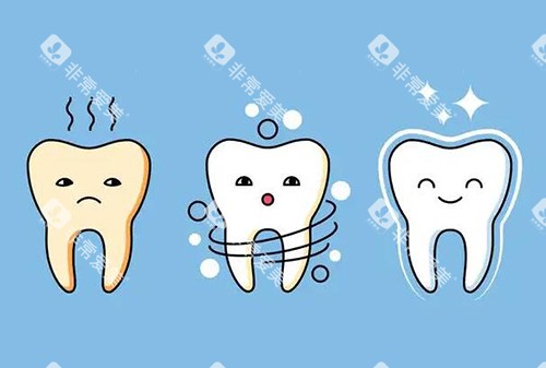 牙齿美白改善卡通图展示